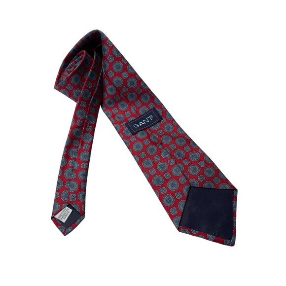Gant Mens 100% Silk Tie Red & Blue - Picture 2 of 5